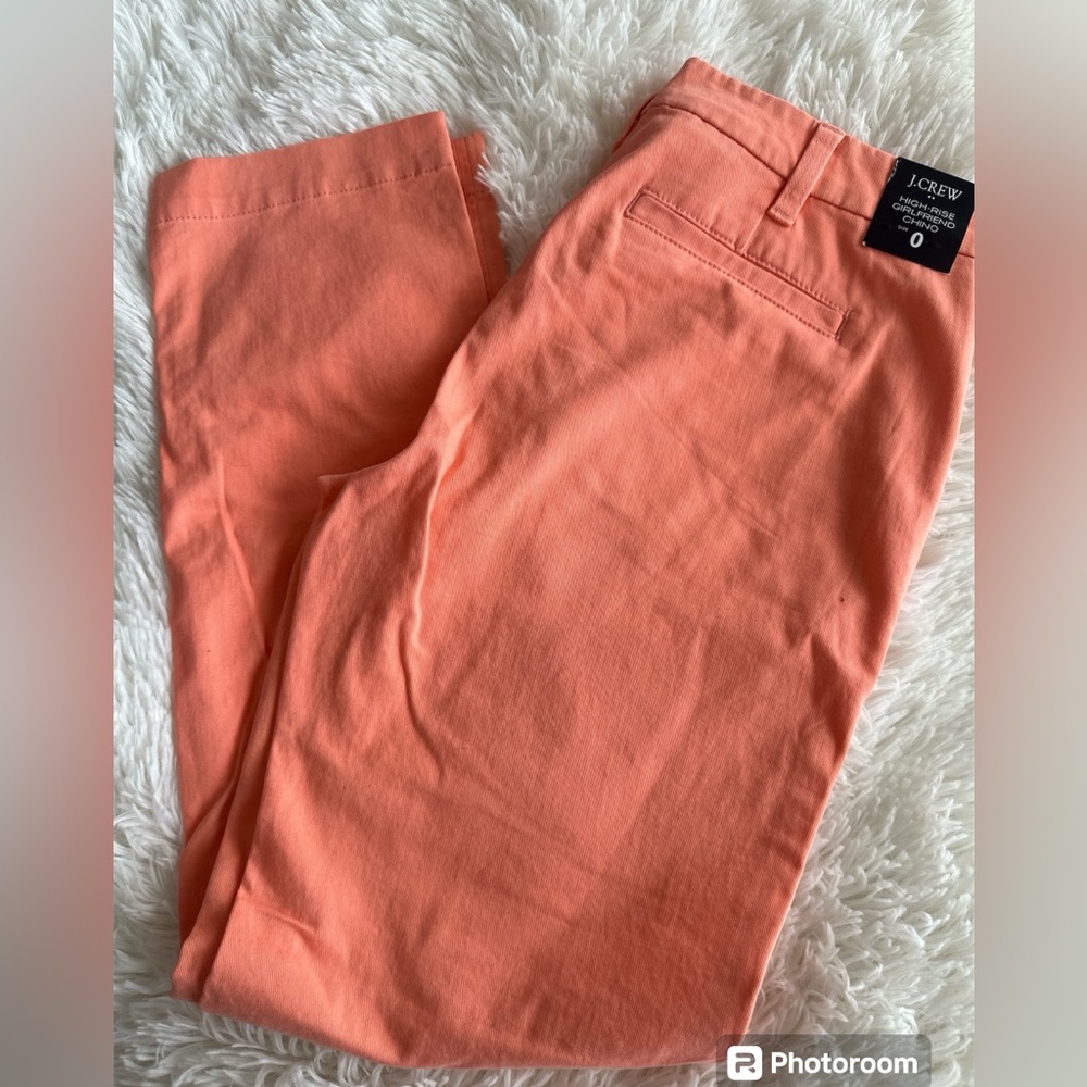 J. Crew High-rise girlfriend chino pant size 0 in peach
